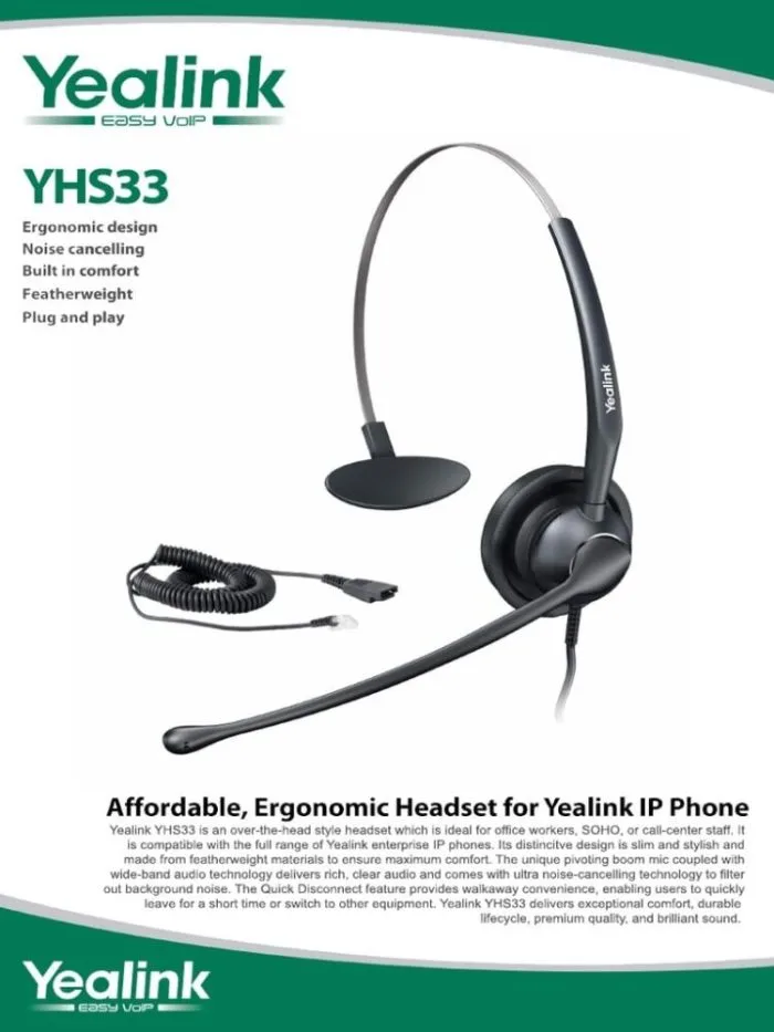 Yealink YHS33-USB Call Centre Headset - Image 2